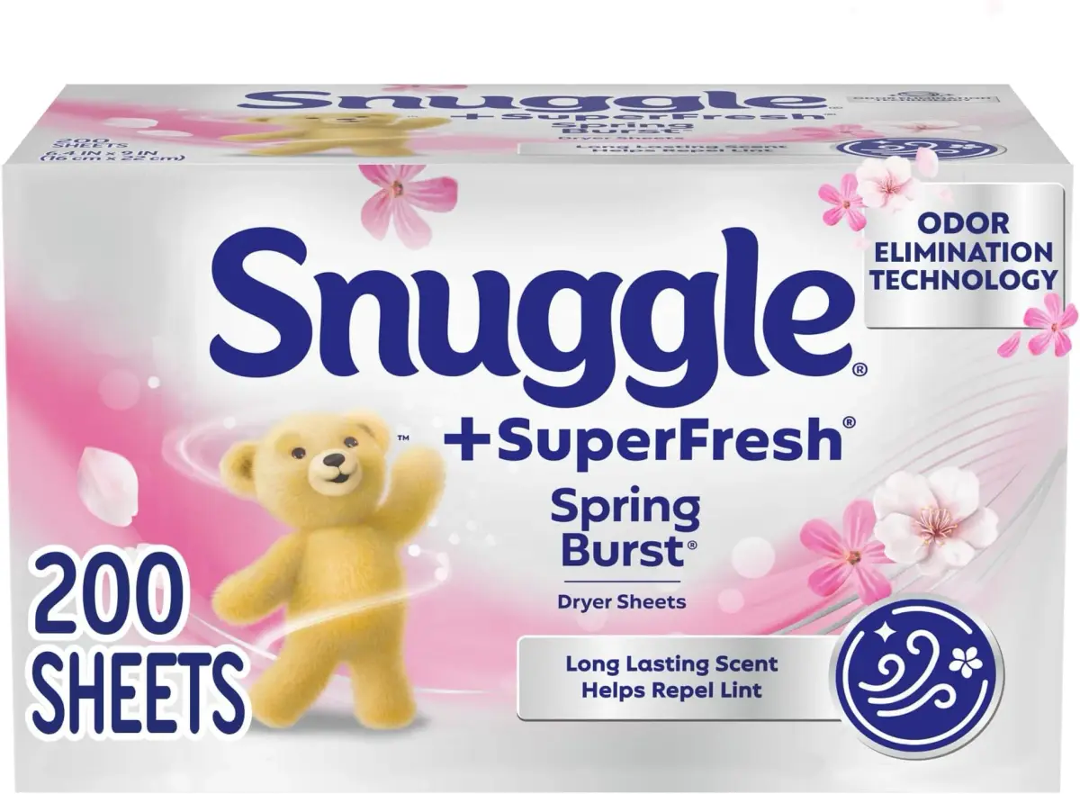 Snuggle Plus SuperFresh Dryer Sheets Spring Burst 1200 Count (200 Count Pack of 6) | Static Control & Odor Eliminating - main product image