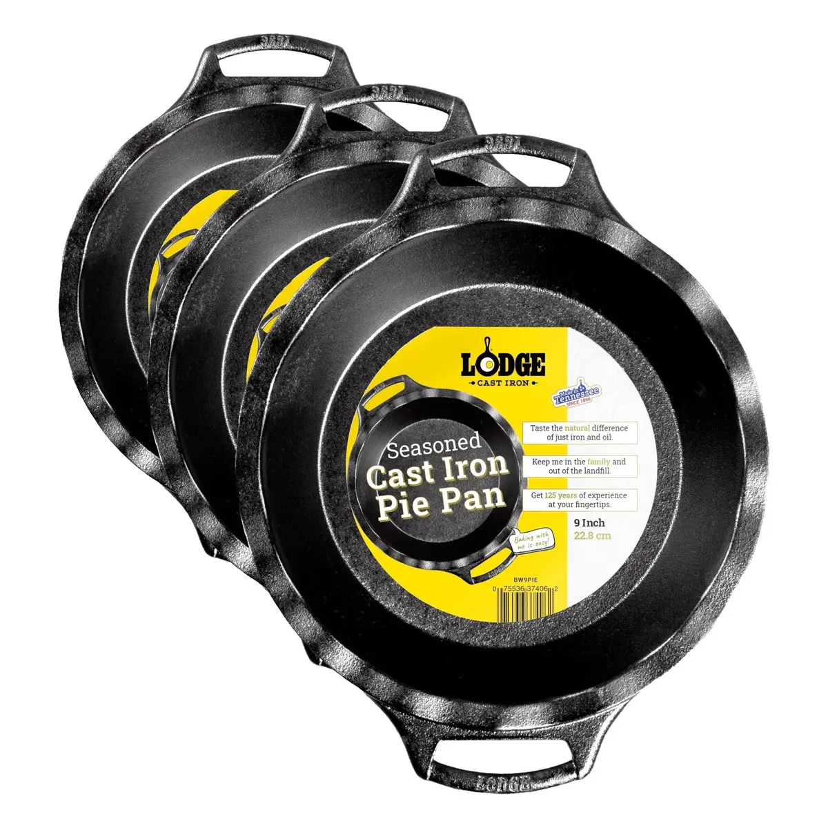 Lodge Cast Iron Pie Pan 9 Inch (Pack of 3) | Durable, Even-Heat Baking Pan for Pies & More - main product image