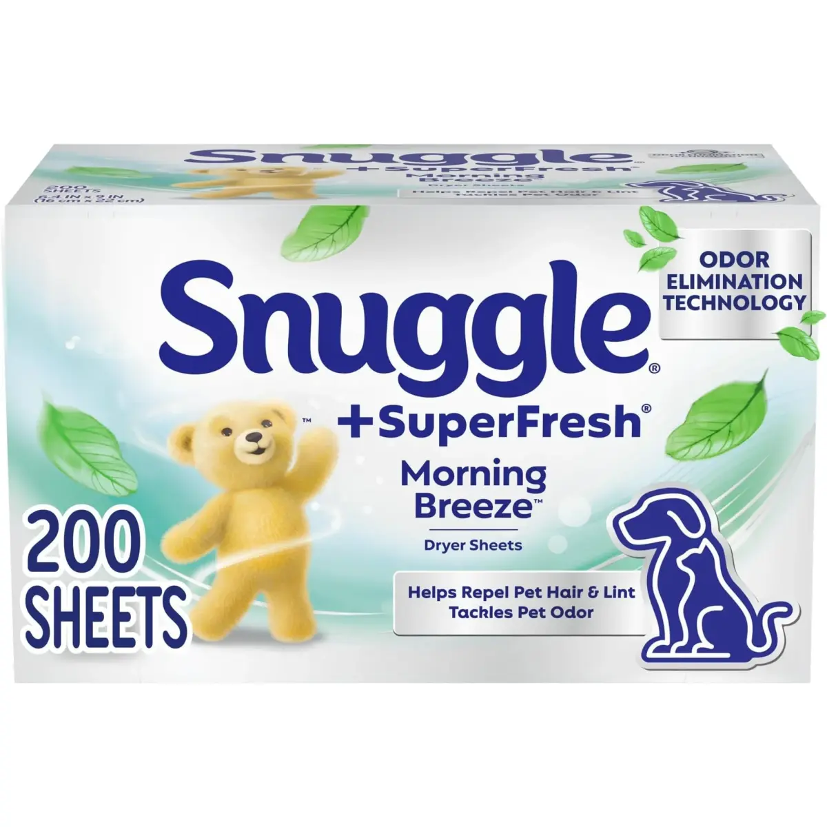 Snuggle SuperFresh Fabric Softener Dryer Sheets Morning Breeze 200 Count (Pack of 6) | Tackles Pet Odor & Static - main product image