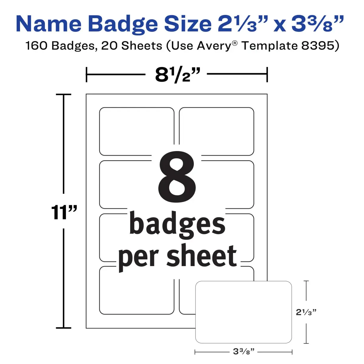 Avery Flexible Printable Name Tags, Matte White, 160 Removable Name Badges (Pack of 5) - view 3