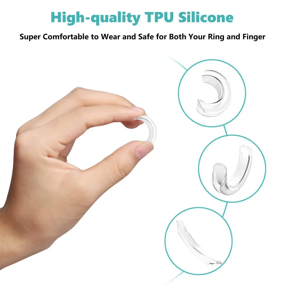 Feramox Invisible Ring Size Adjuster Set | Transparent TPU Silicone | 8 Sizes for 1mm-10mm Bands - view 2