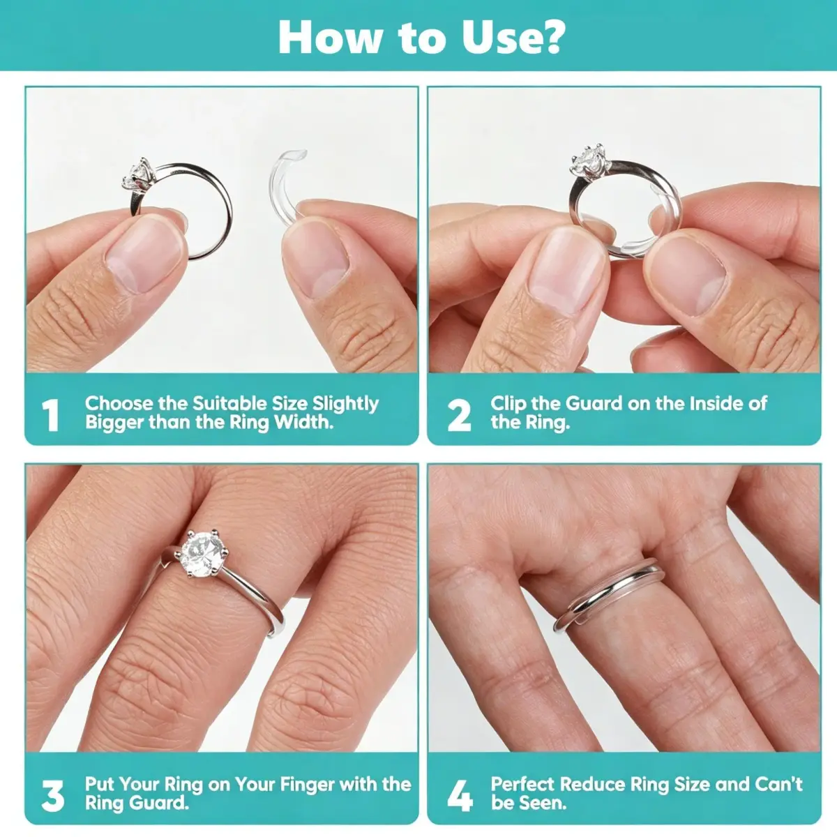 Feramox Invisible Ring Size Adjuster Set | 8 Sizes Fit 1mm-10mm Bands | Transparent TPU Material - view 3