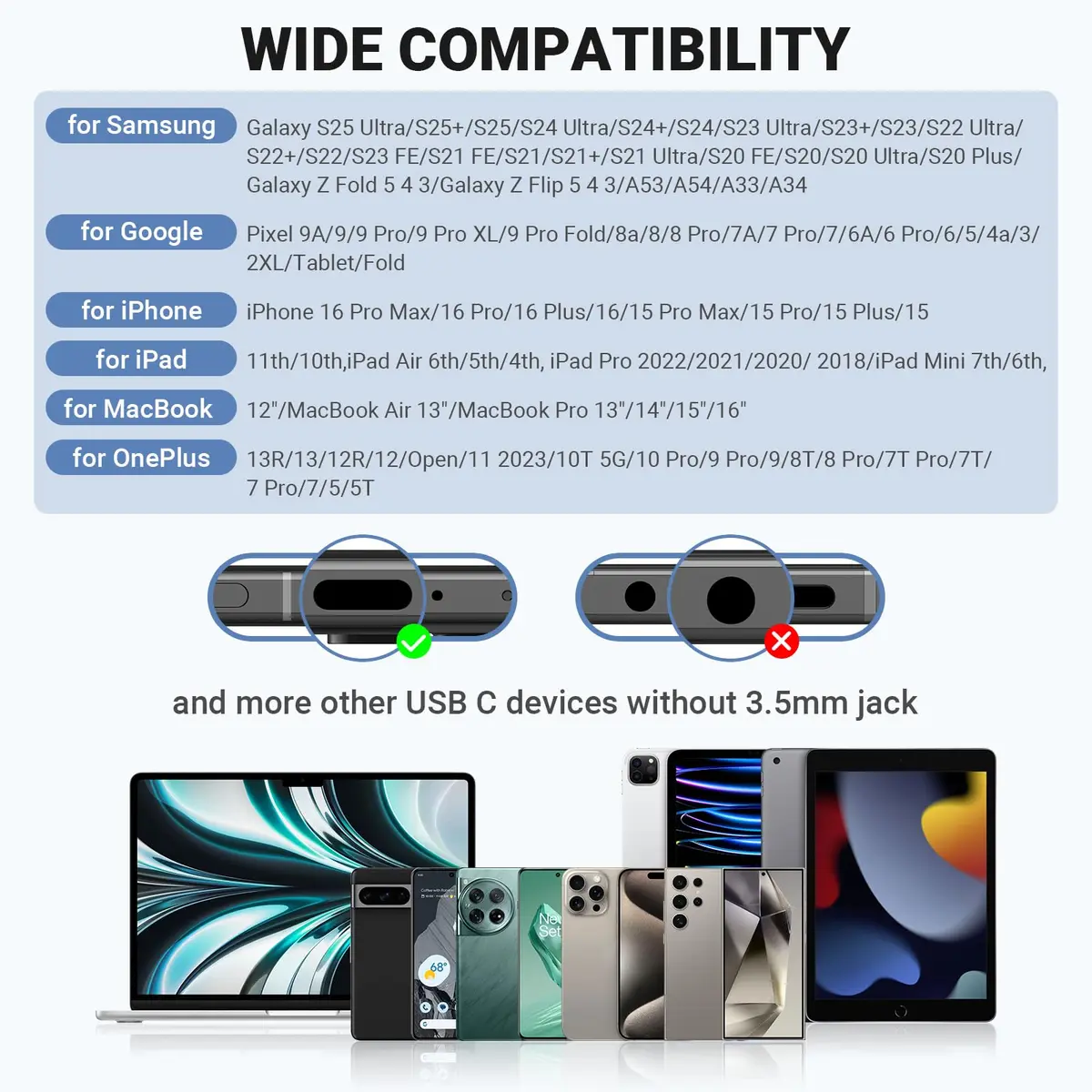 ASKUBSKU USB C Headphones for iPhone 17 Air 16 15 Pro Max Plus | High Fidelity Stereo & Magnetic Neckband - view 6