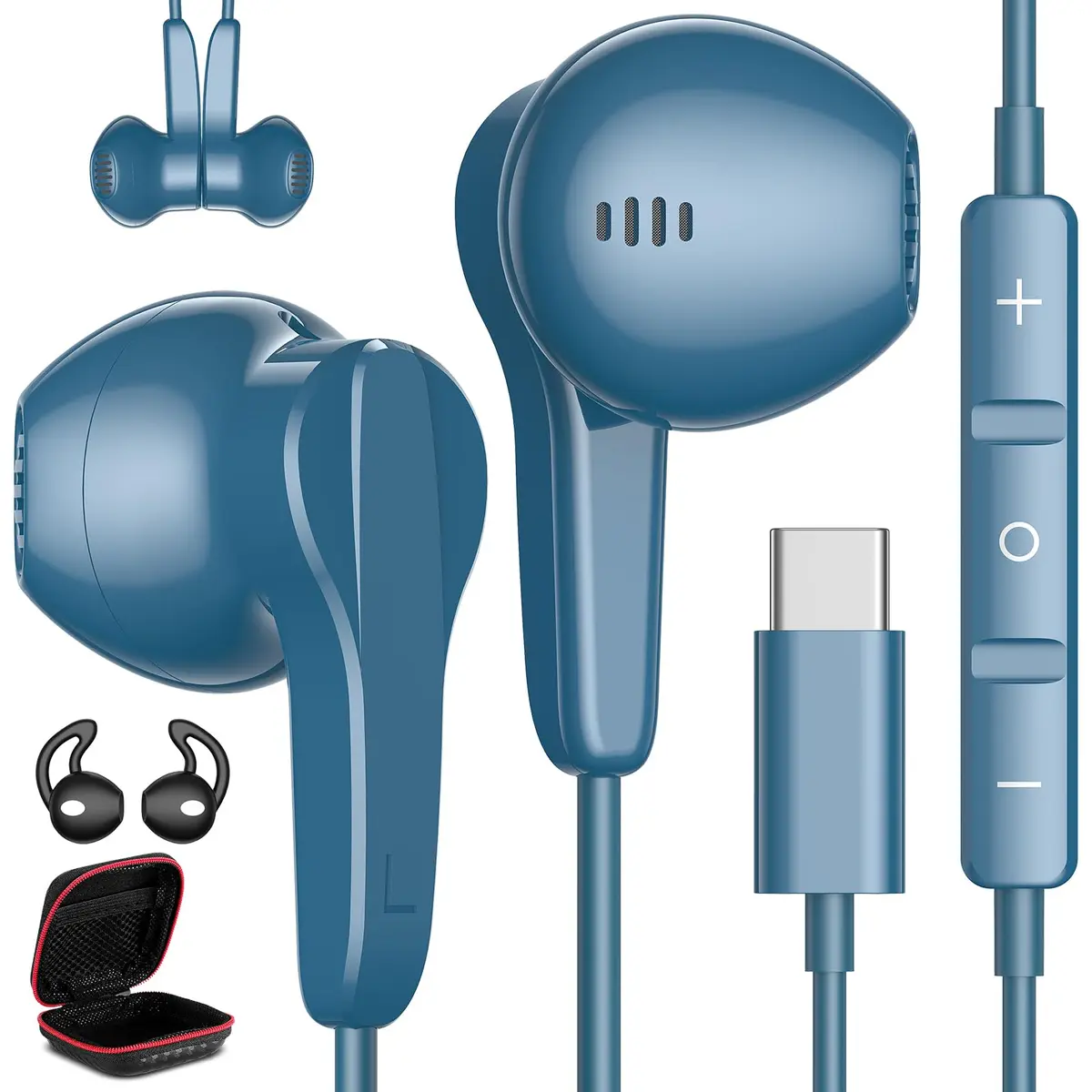 ASKUBSKU USB C Headphones for iPhone 17 Air 16 15 Pro Max Plus | High Fidelity Stereo & Magnetic Neckband - main product image