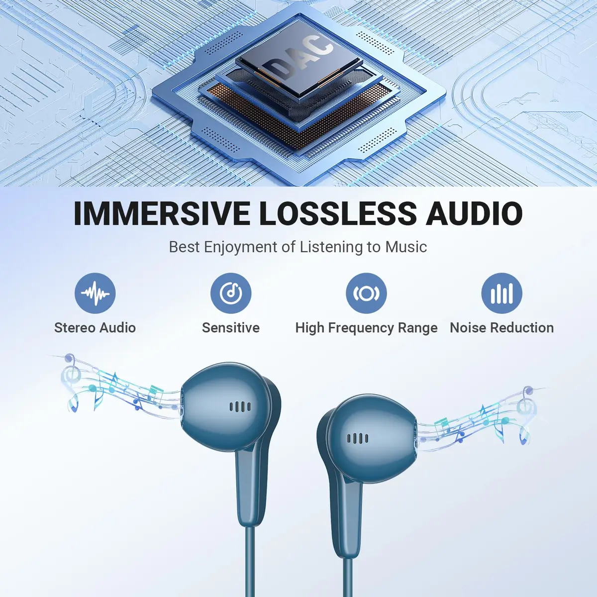 ASKUBSKU USB C Headphones for iPhone 17 Air 16 15 Pro Max Plus | High Fidelity Stereo & Magnetic Neckband - view 2