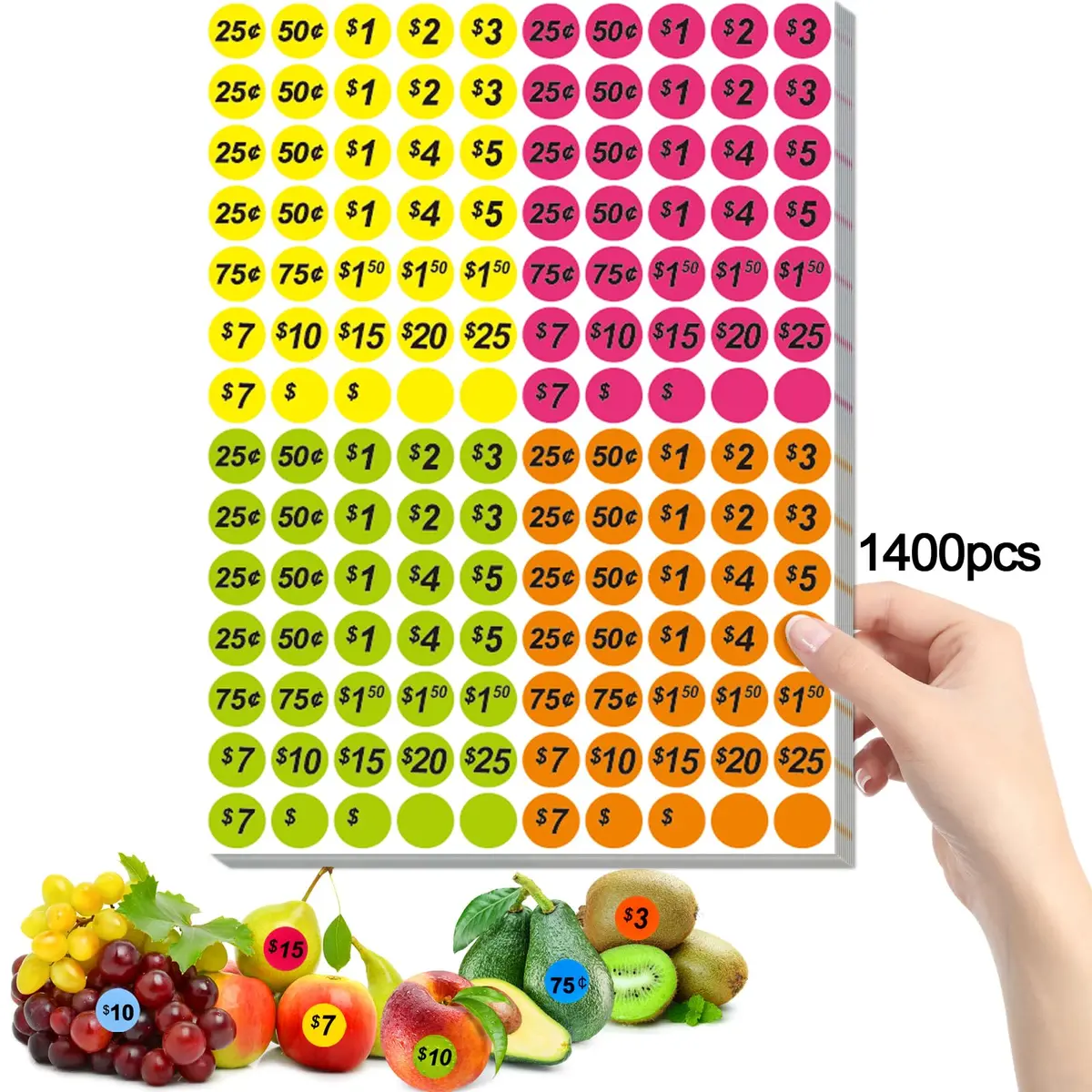 Darfukei Garage Sale Price Stickers 3500 PCS 3/4 Inch Round | Assorted Colors for Yard Sales & Retail - main product image