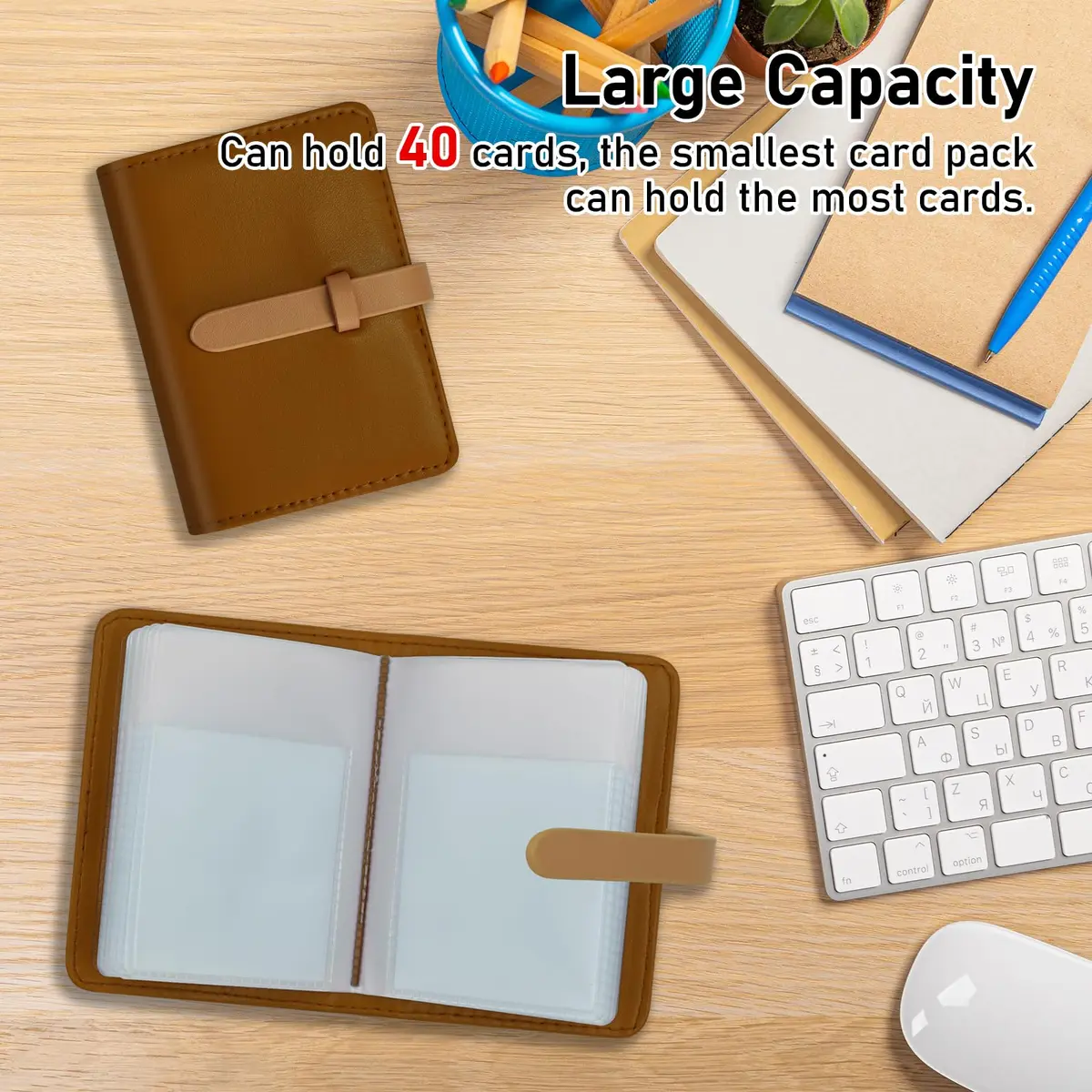 FORYEE 40-Slot Leather Credit Card Holder Wallet | Slim Bi-Fold Organizer for Men & Women - view 6