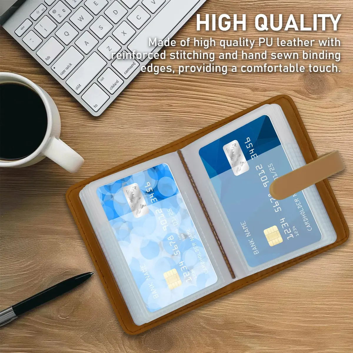 FORYEE 40-Slot Leather Credit Card Holder Wallet | Slim Bi-Fold Organizer for Men & Women - view 2