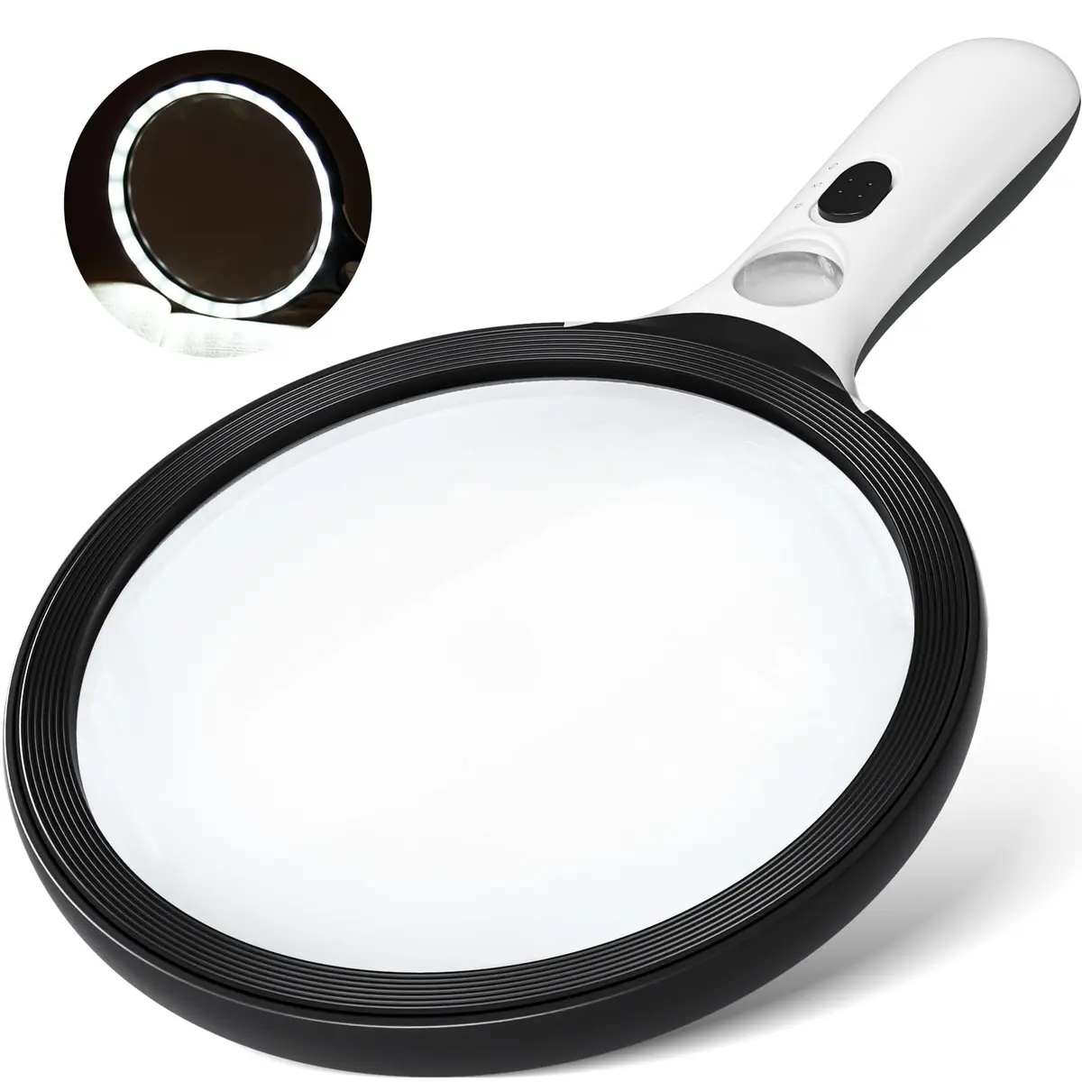 AIXPI Magnifying Glass with Light Large 5" Lens | Illuminated Handheld Magnifier for Seniors & Reading - main product image