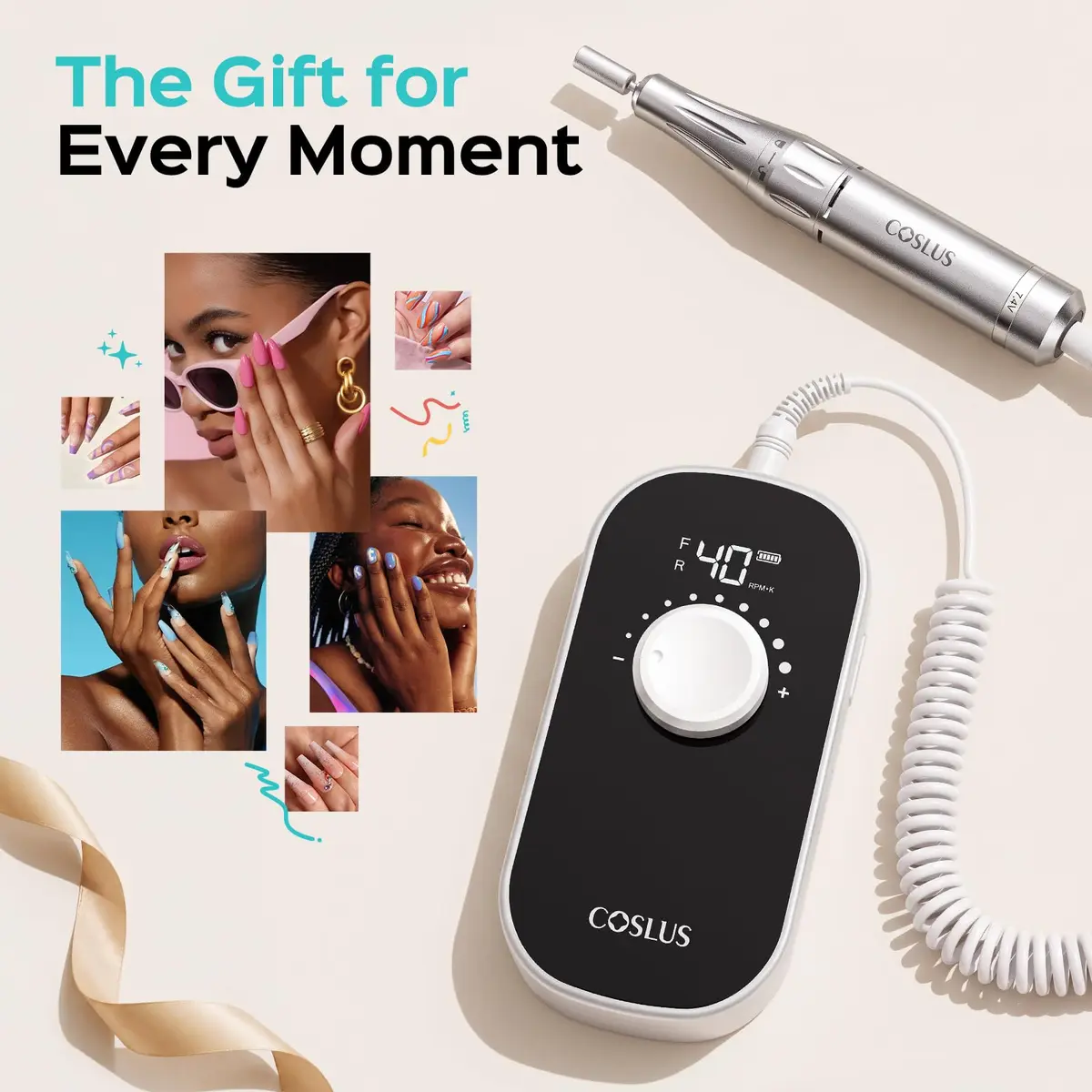 COSLUS E51 Professional Nail Drill 40000 RPM | Portable Electric Nail File with Smart LED Display - view 9