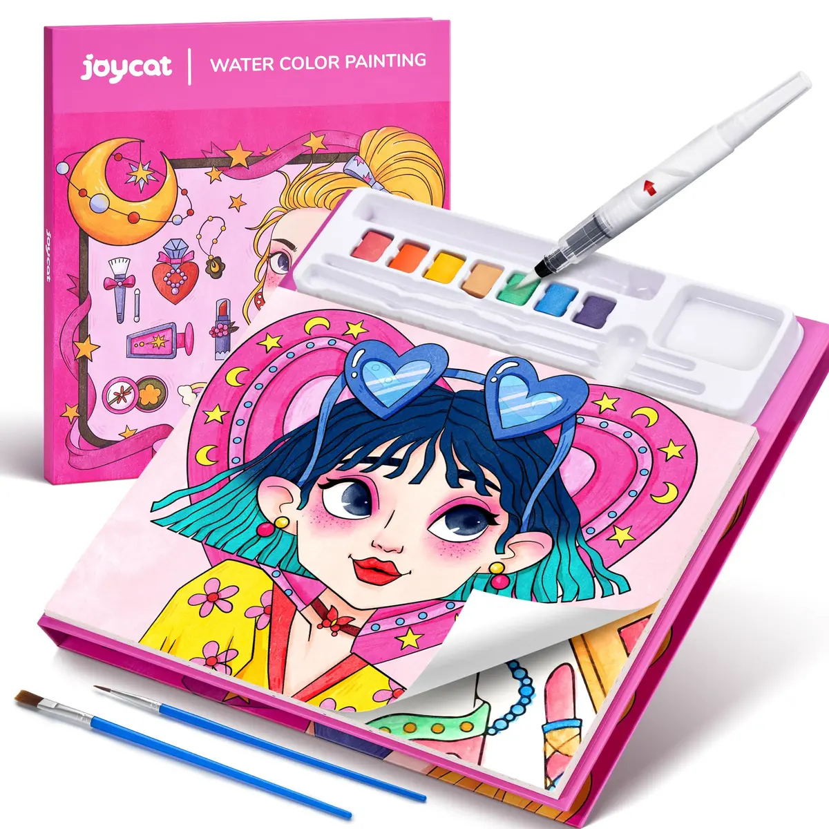 JoyCat Paint with Water Coloring Books for Toddlers (Makeup & Manicures) | 20 Pages, Mess-Free Watercolor Art Activity - main product image