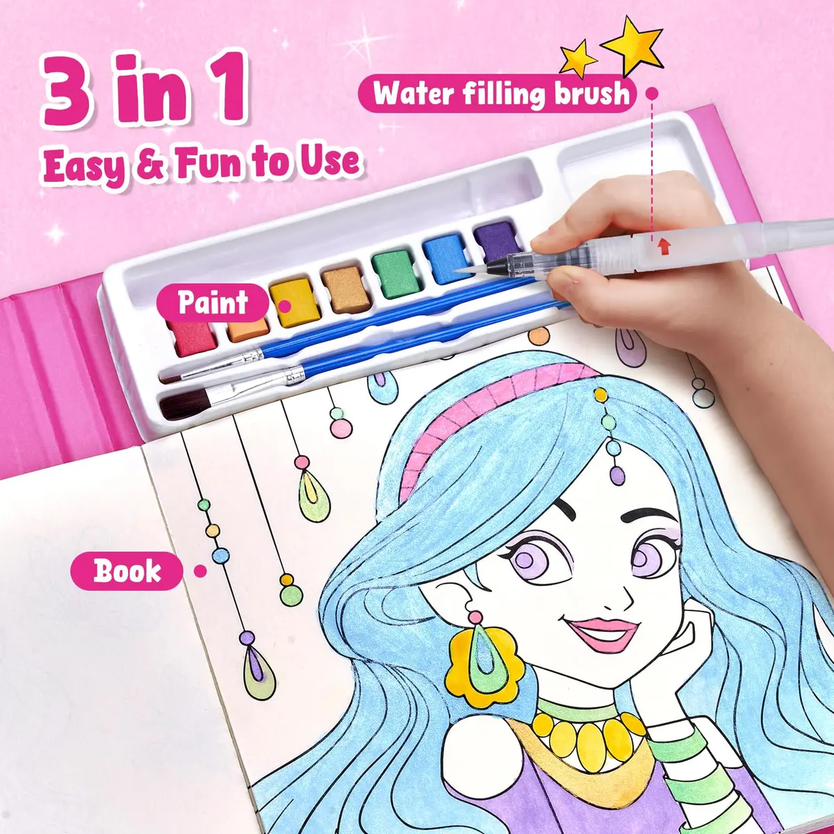 JoyCat Paint with Water Coloring Books for Toddlers (Makeup & Manicures) | 20 Pages, Mess-Free Watercolor Art Activity - view 7