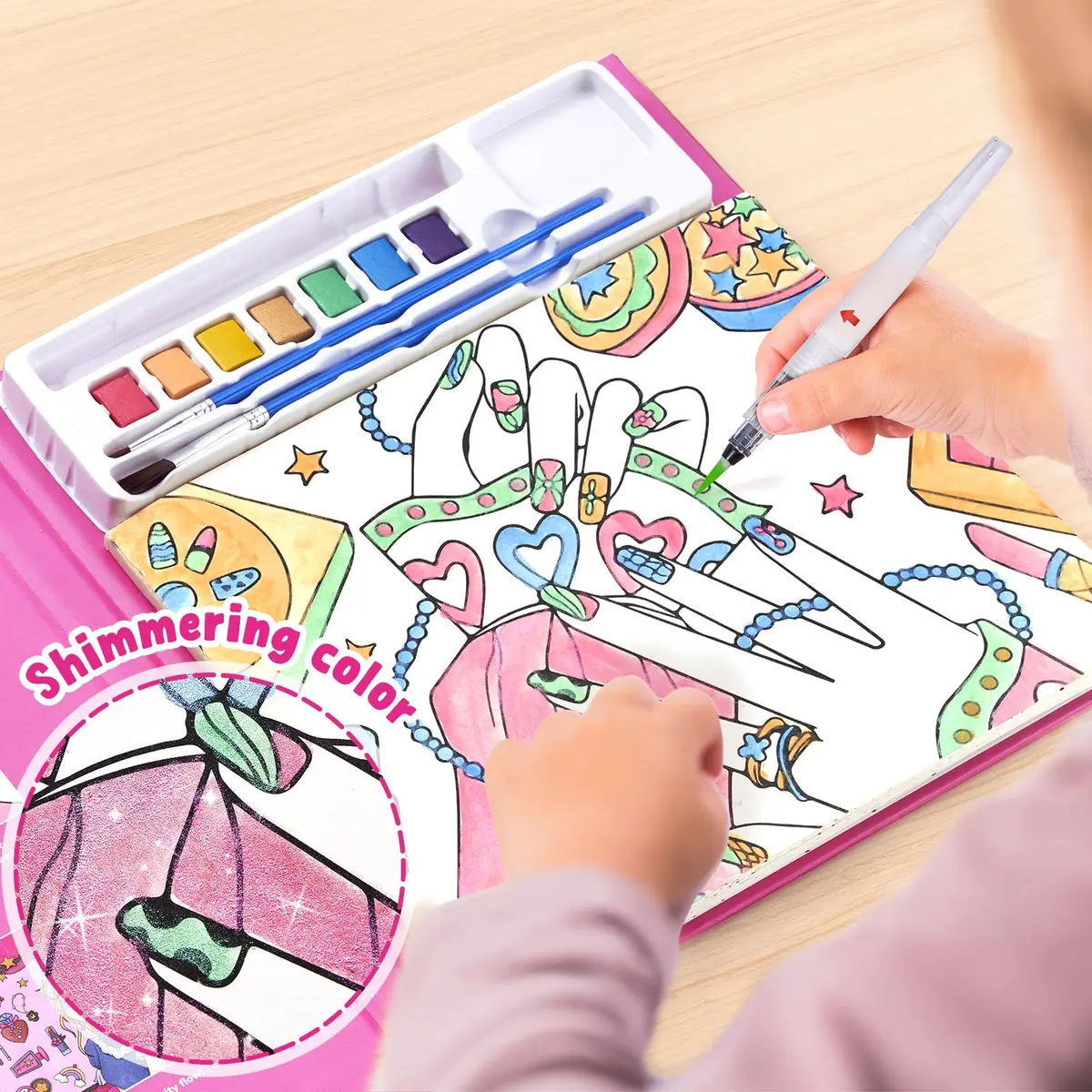 JoyCat Paint with Water Coloring Books for Toddlers (Makeup & Manicures) | 20 Pages, Mess-Free Watercolor Art Activity - view 8