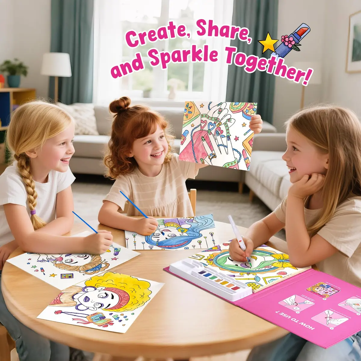 JoyCat Paint with Water Coloring Books for Toddlers (Makeup & Manicures) | 20 Pages, Mess-Free Watercolor Art Activity - view 4