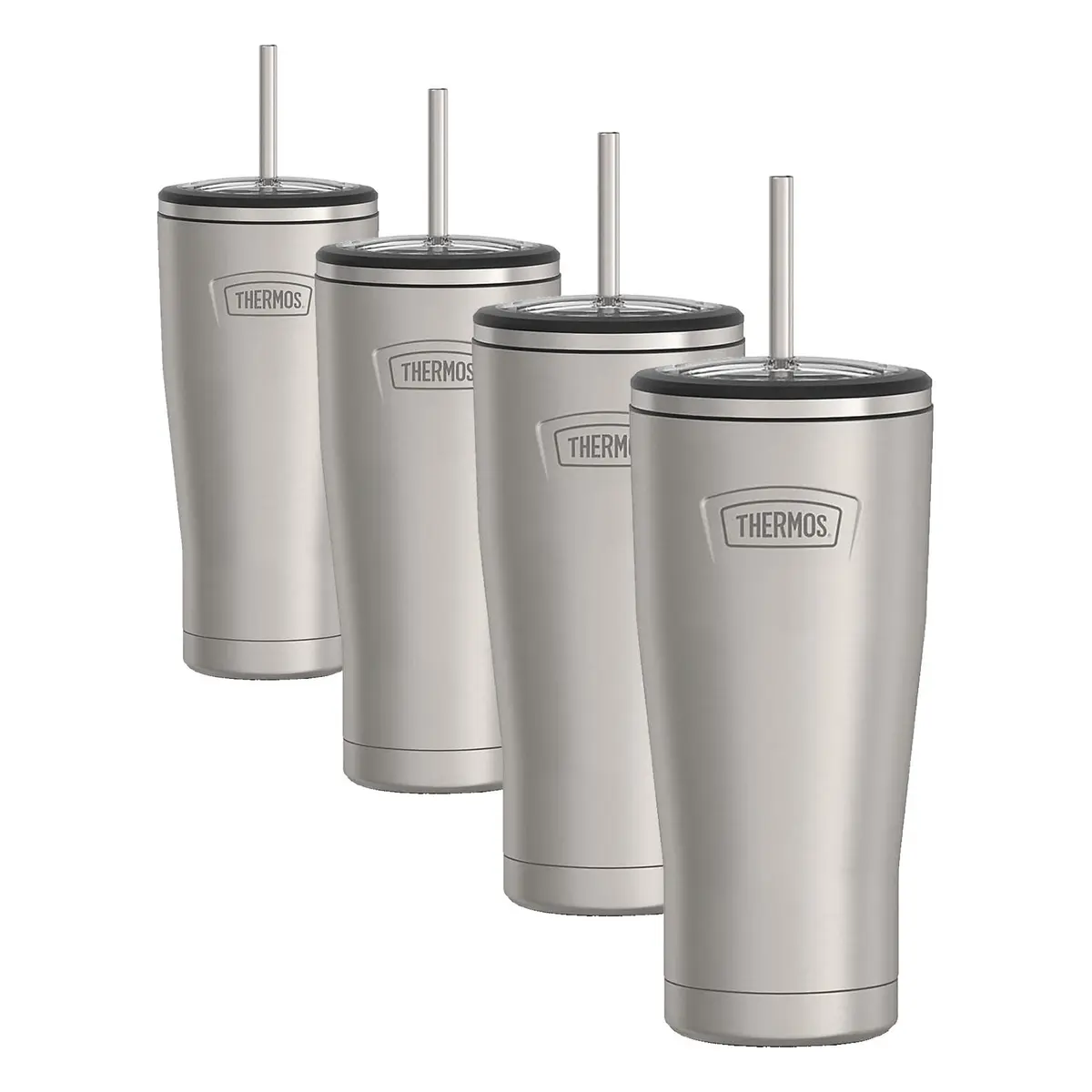 THERMOS ICON SERIES Stainless Steel Cold Tumbler with Straw 24 Ounce Matte Stainless Steel | Pack of 4 - main product image