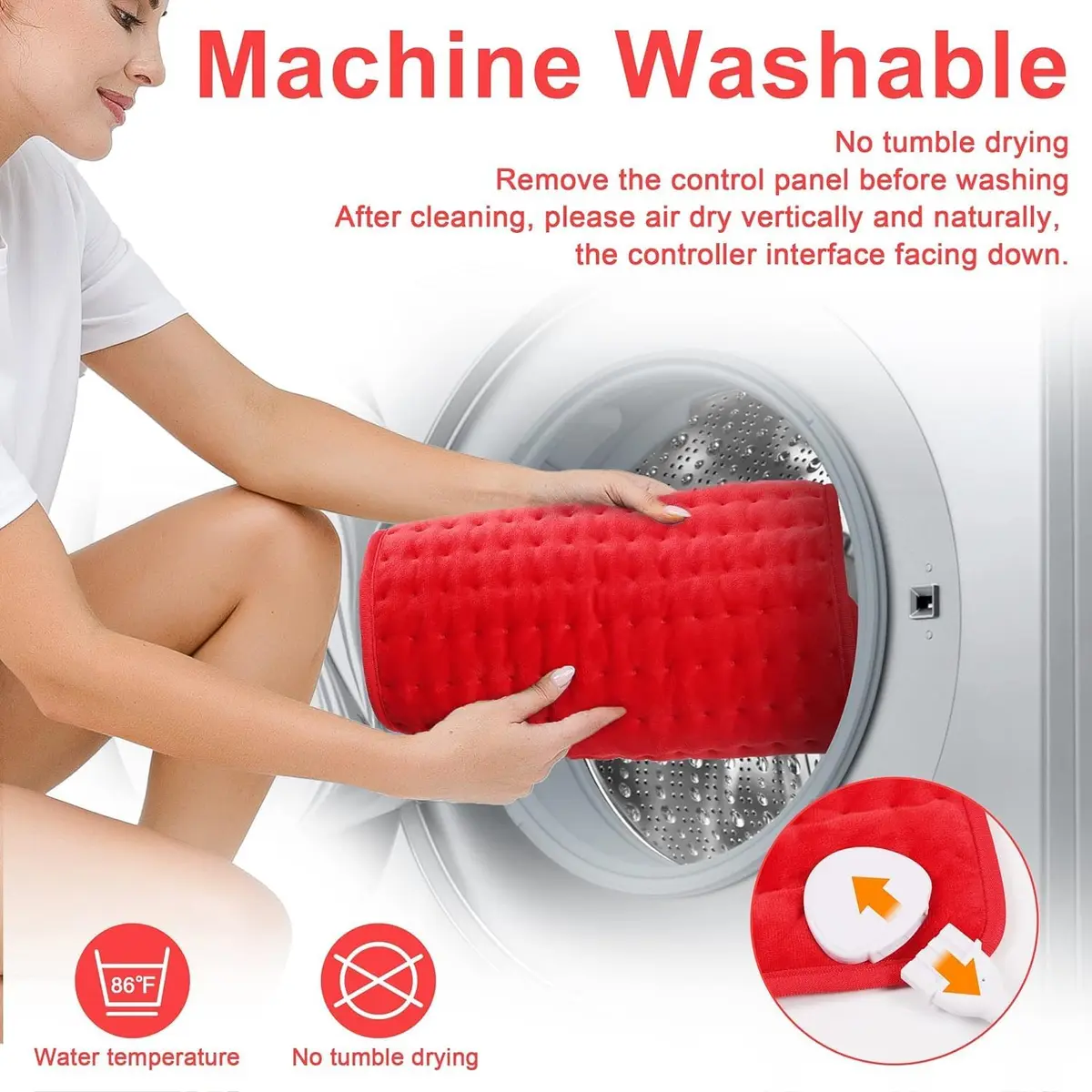 Deepsoon Electric Heating Pad 20x24 Inch Red | Soft Flannel, 6 Heat Settings, 2-Hour Auto Shut-Off - view 4