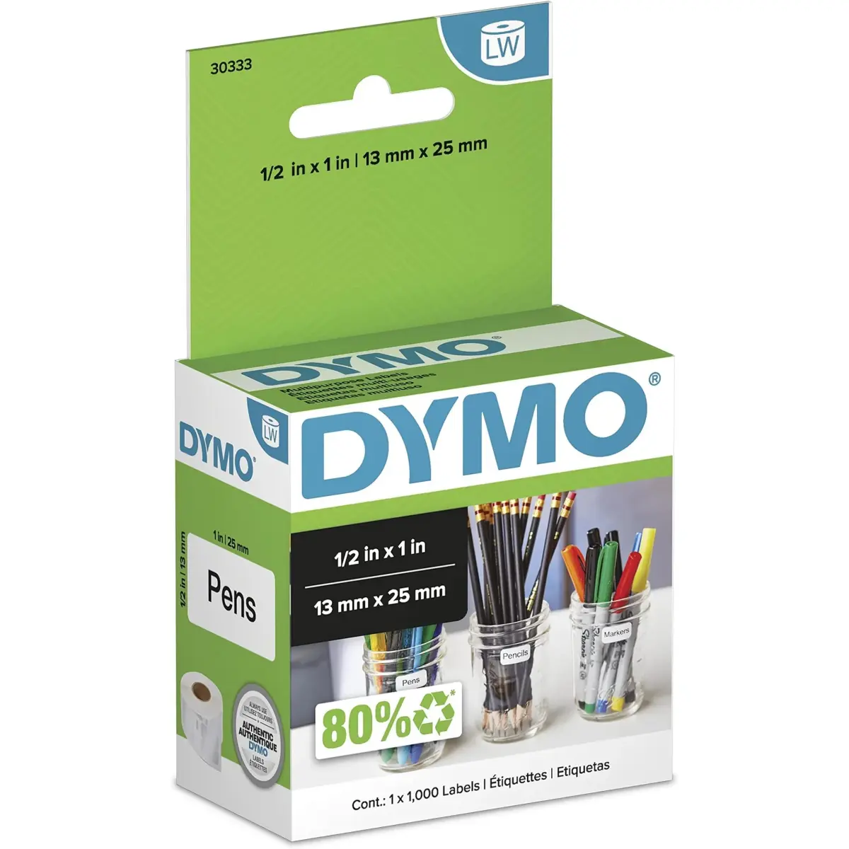 DYMO Multi-Purpose Labels White Extra Small 1.27cm x 2.54cm (1/2" x 1") | Direct Thermal Printing - main product image