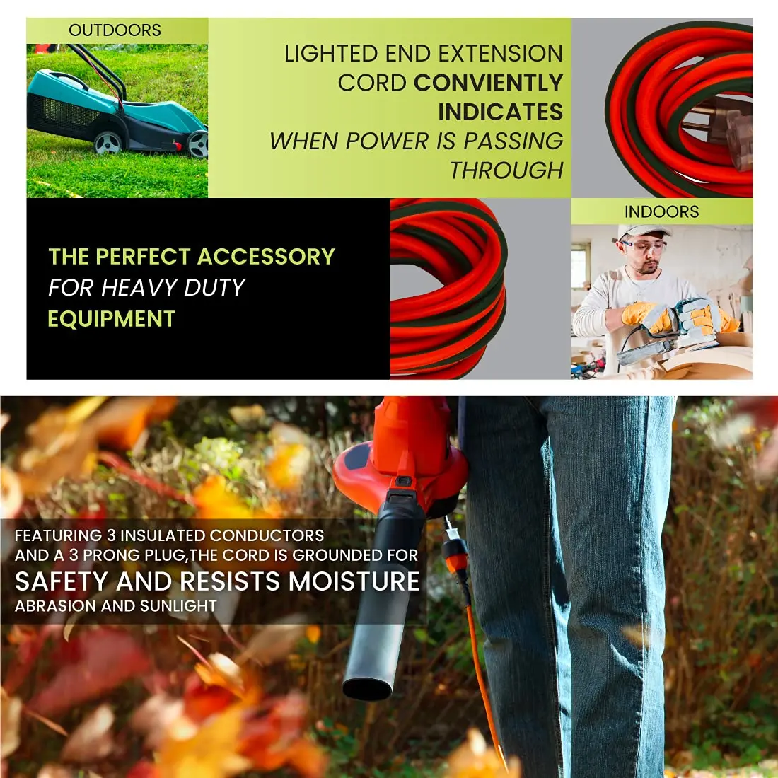 Power By GoGreen 16/3 25ft Outdoor Extension Cord with Lighted End - Contractor Grade, Moisture Resistant, 12-Pack | Heavy Duty Tools - view 7