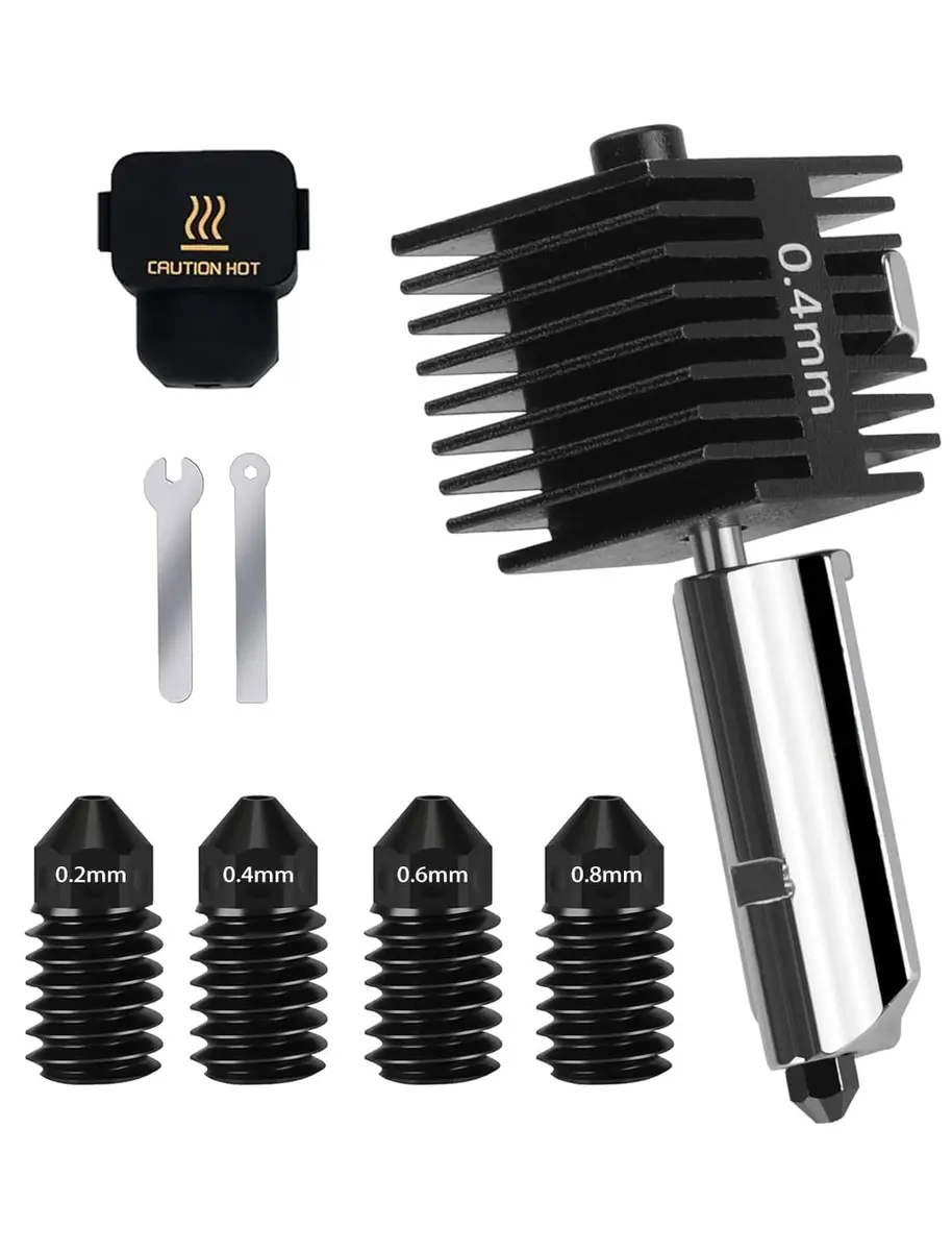 Mviioe A1 Hotend Nozzle Set for Bambu Lab A1 A1 Mini A2L, 0.2/0.4/0.6/0.8mm Hardened Steel with Silicone Sock (4-Pack) - main product image