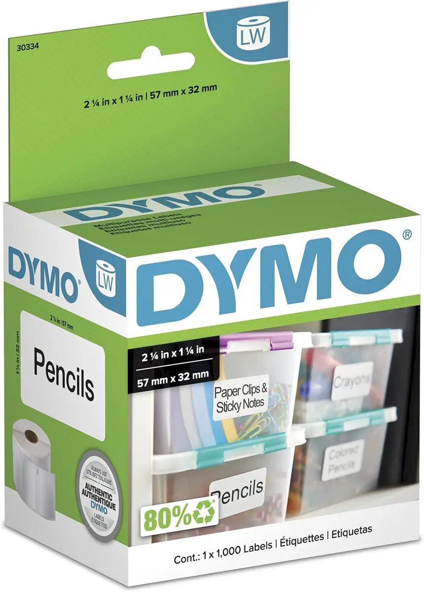 DYMO Multi-Purpose Labels 1-1/4" x 2-1/4" (32mm x 57mm) Pack of 10 Rolls (10,000 Labels Total) | Direct Thermal Printing for LabelWriter Printers - main product image