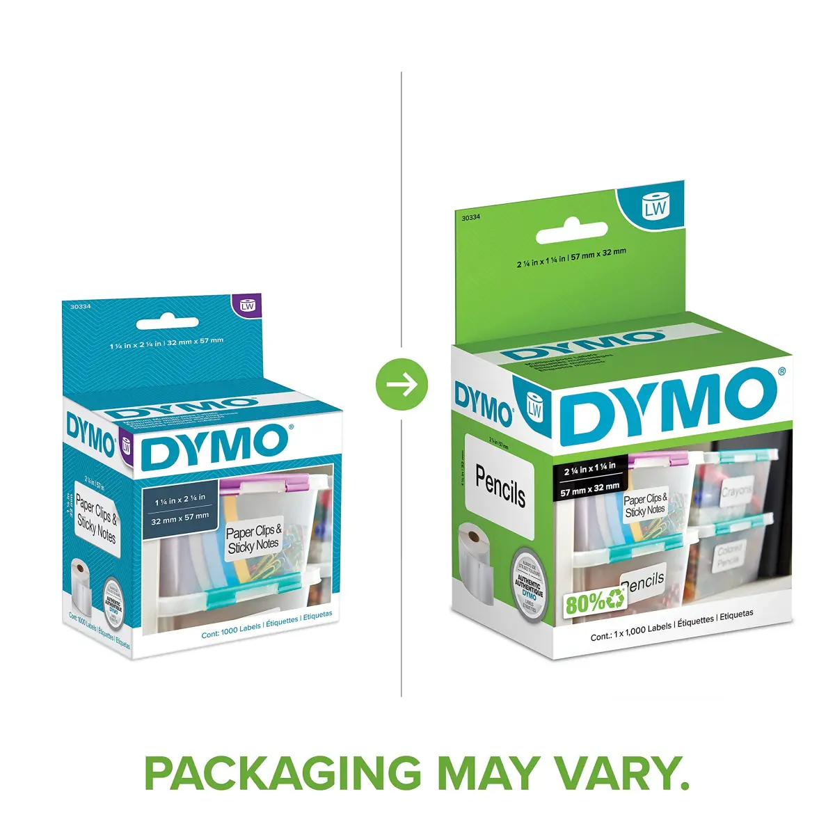 DYMO Multi-Purpose Labels 1-1/4" x 2-1/4" (32mm x 57mm) Pack of 10 Rolls (10,000 Labels Total) | Direct Thermal Printing for LabelWriter Printers - view 2