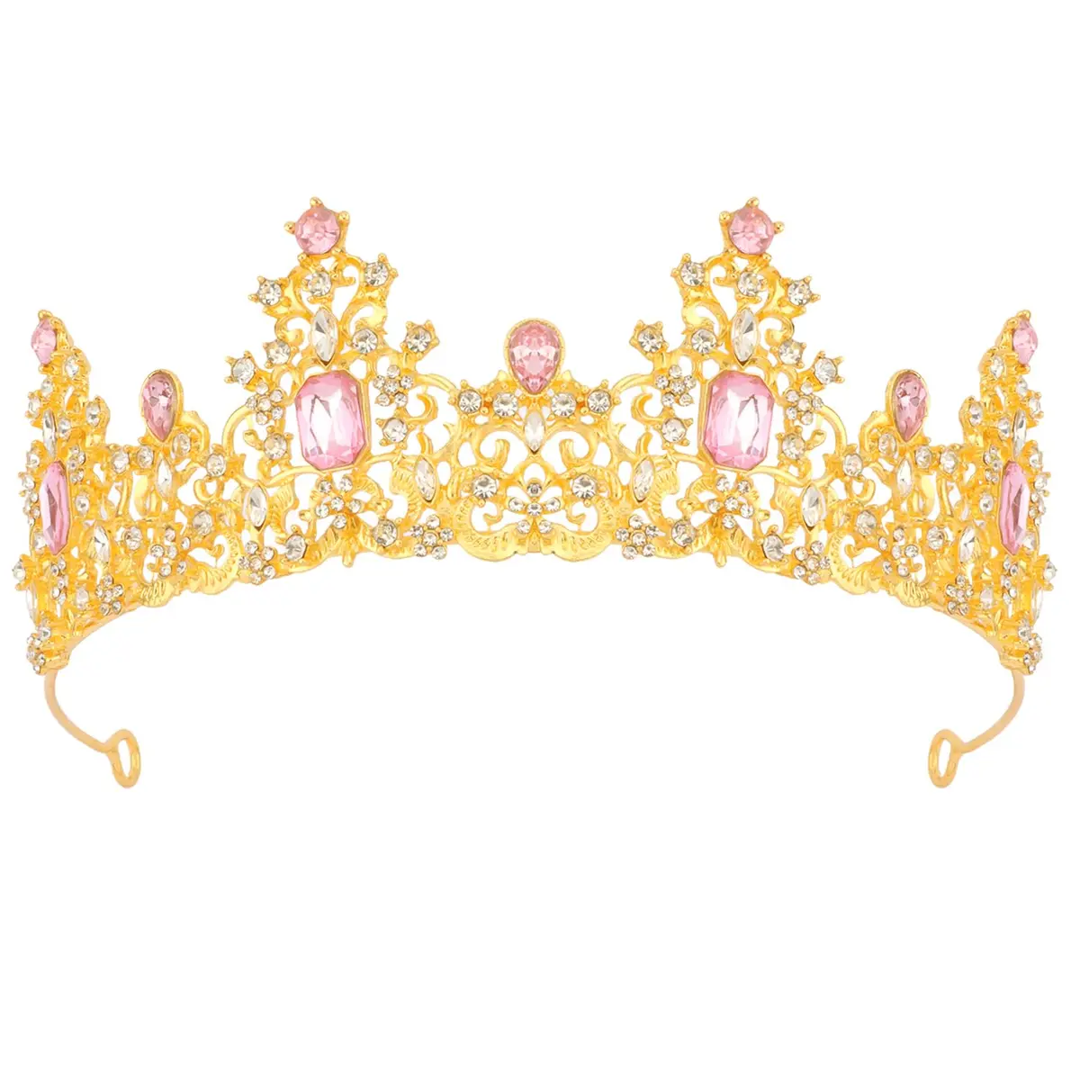 Didder Pink Gold Princess Crown Birthday Tiara for Women & Girls | Adjustable Renaissance Style Accessory - main product image