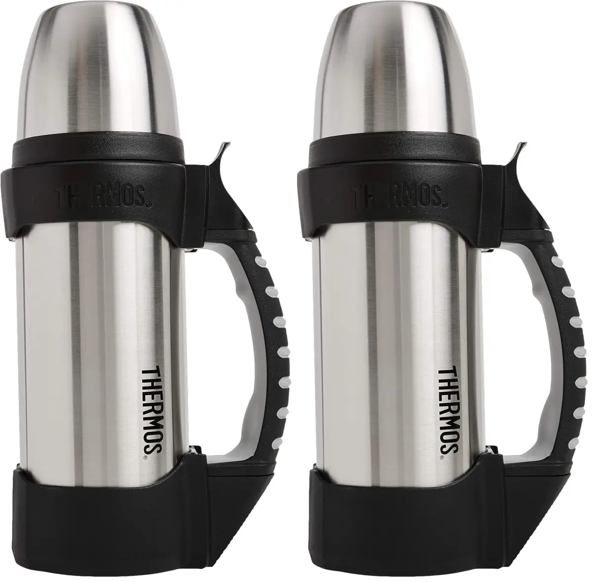 Thermos The Rock Vacuum Insulated 1 Liter Beverage Bottle, Stainless Steel/Black, 1000ml (33.8 Fl Oz) (Pack of 2) | Keeps Drinks Hot for Hours - main product image
