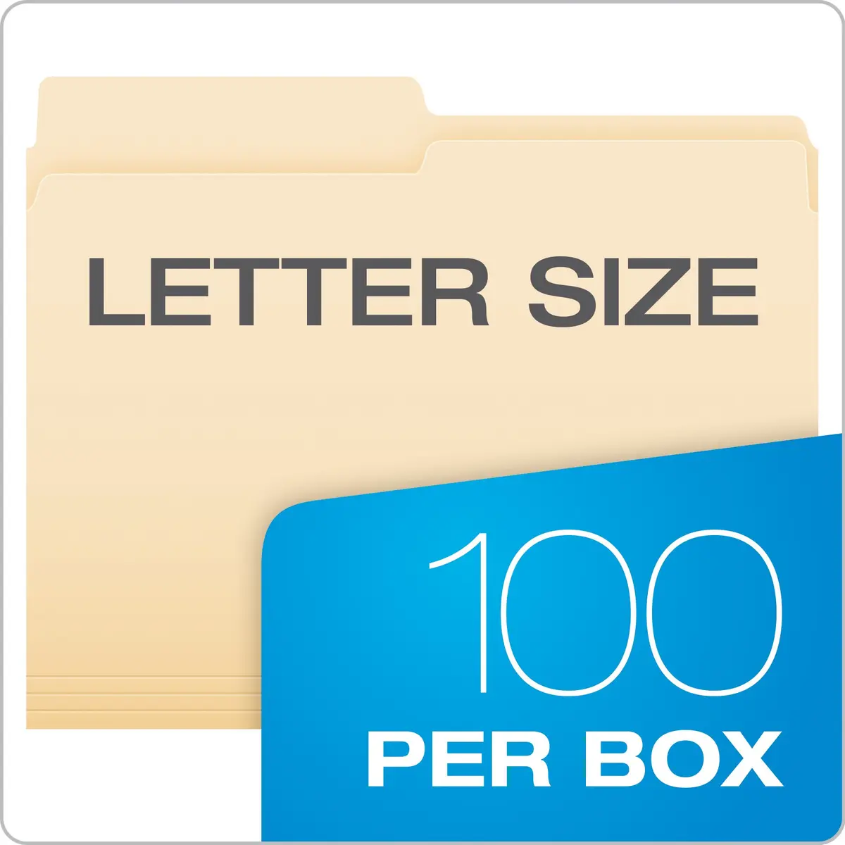 Pendaflex File Folders Letter Size Manila 1/2 Cut 100/Box | Standard Manila Filing Solution - view 5