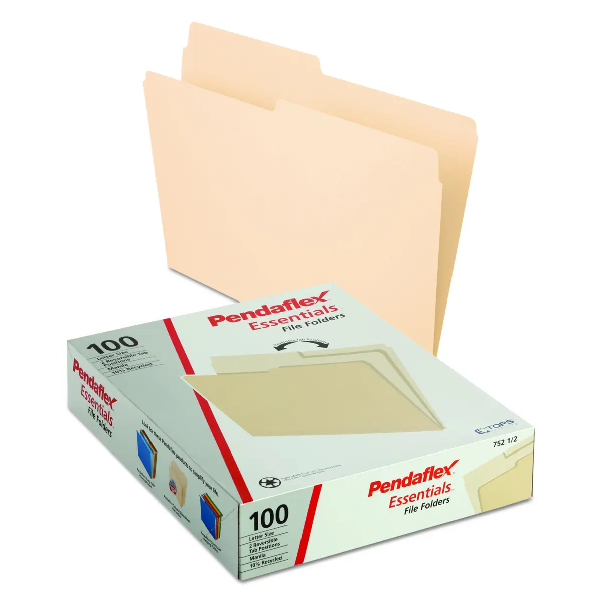 Pendaflex File Folders Letter Size Manila 1/2 Cut 100/Box | Standard Manila Filing Solution - view 2