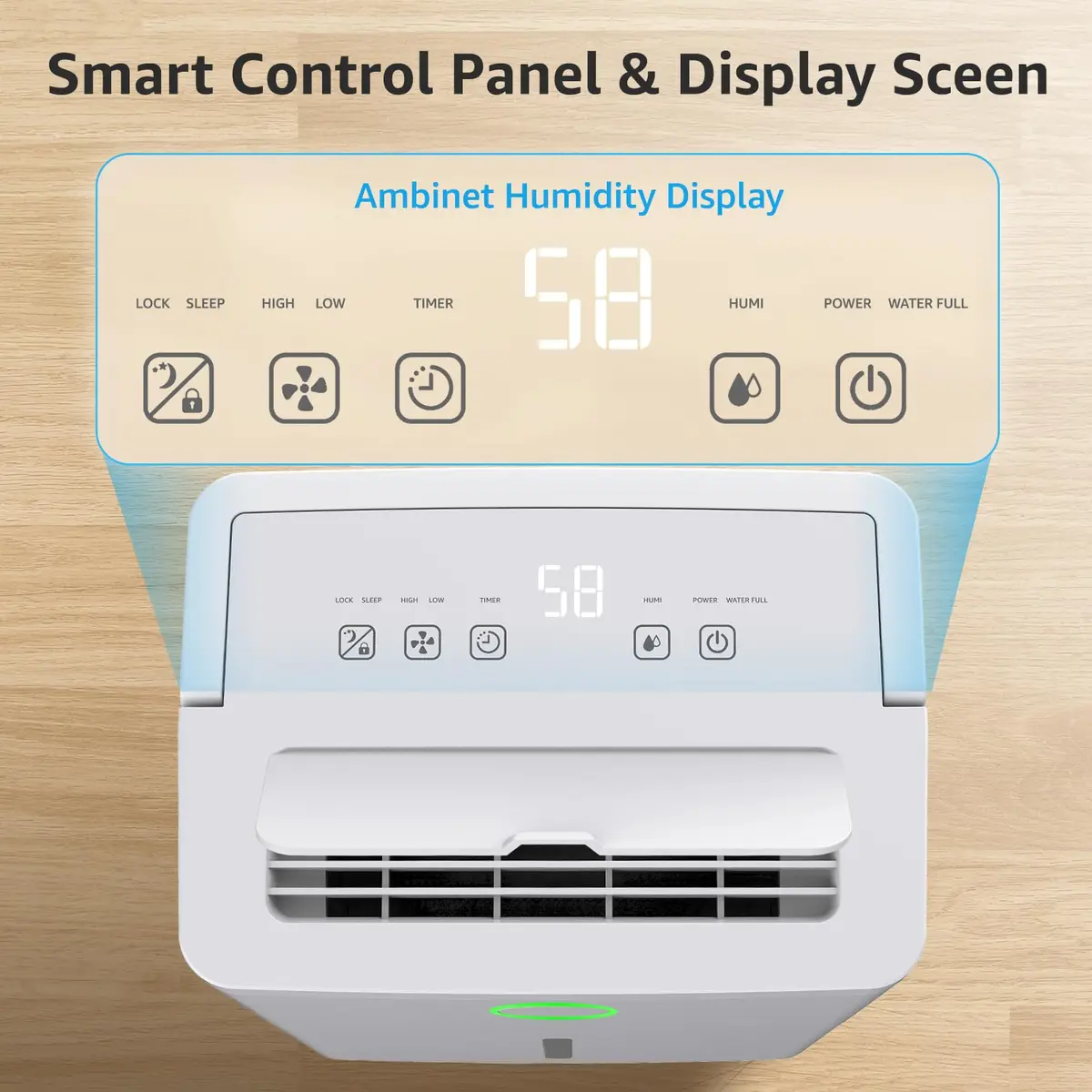 KNKA Dehumidifier for Basement 21 Pint | Smart Humidistat, Drain Hose, White - view 6