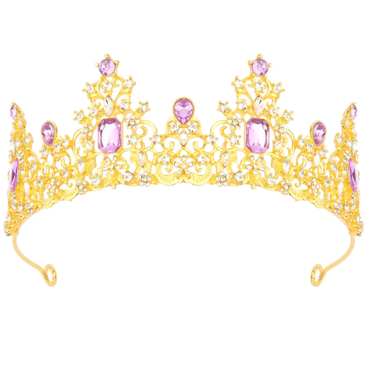 Didder Purple Gold Princess Crown Birthday Tiara Prom Queen | Adjustable, Royal Style, 1 Count - main product image