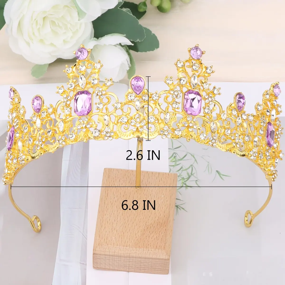 Didder Purple Gold Princess Crown Birthday Tiara Prom Queen | Adjustable, Royal Style, 1 Count - view 6