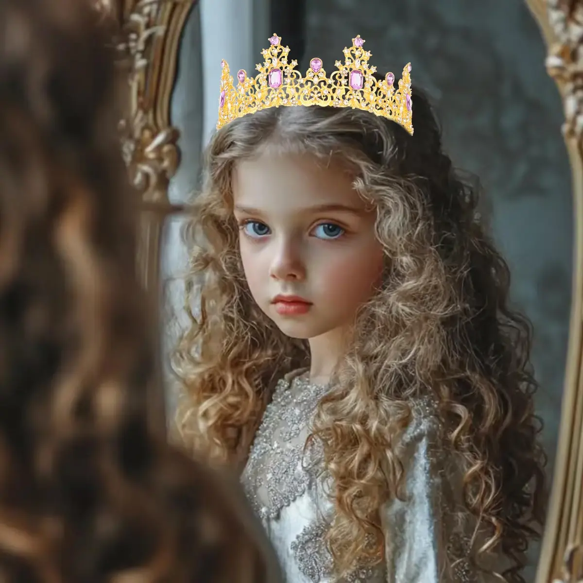 Didder Purple Gold Princess Crown Birthday Tiara Prom Queen | Adjustable, Royal Style, 1 Count - view 4
