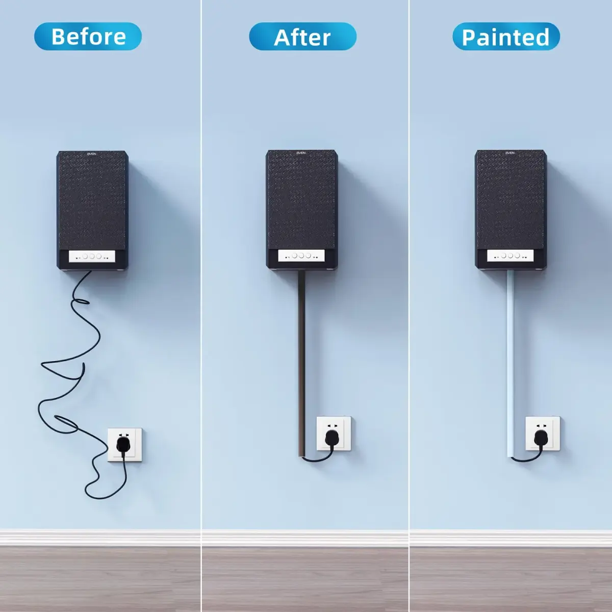 Yecaye Mini Cord Hider 36.29 cm (14.17 in) Black | Conceals Single Wires on Walls - view 4