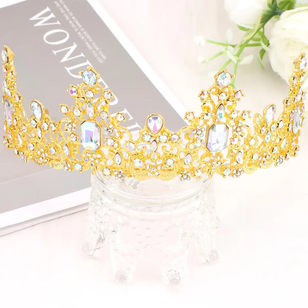 Didder Jewelry Tiara Crown 6.8in Diameter | Elegant Princess Headpiece for Women & Girls - view 7