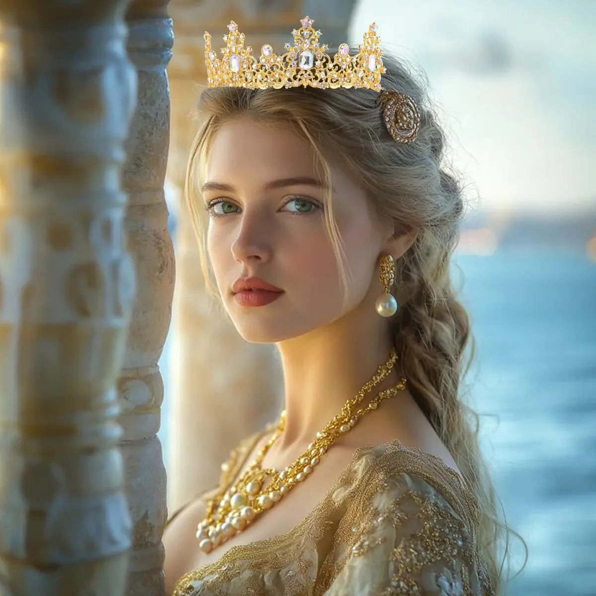 Didder Jewelry Tiara Crown 6.8in Diameter | Elegant Princess Headpiece for Women & Girls - view 4