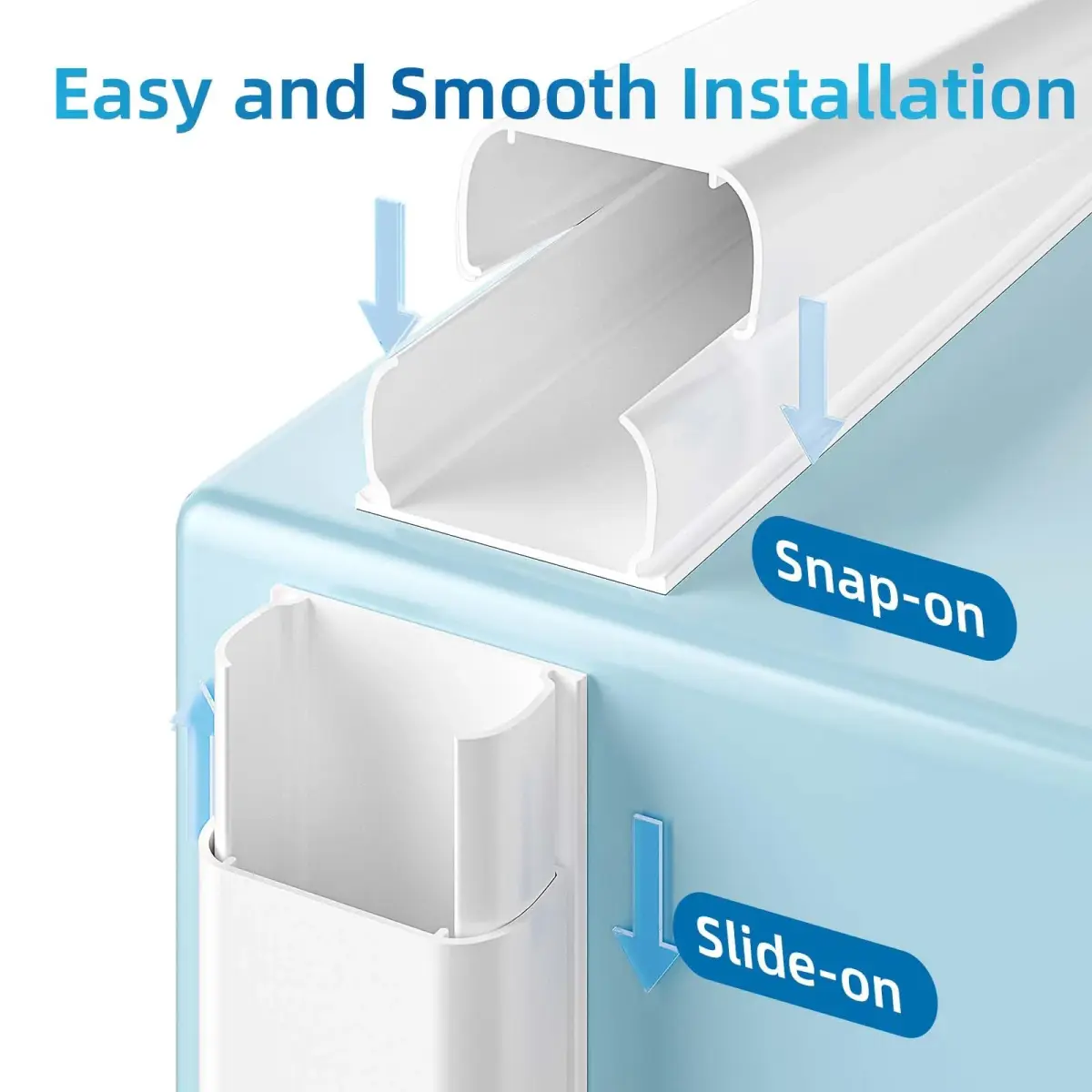 Yecaye White Cord Management Cover 235in (597cm) | Hide 3-4 Cables on Walls - view 5