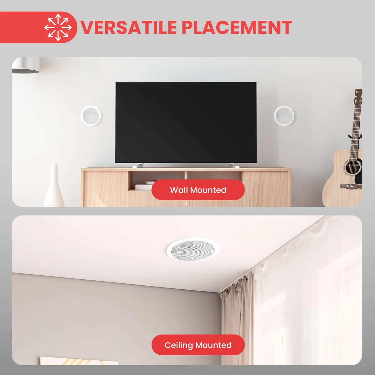 Pyle 5.25” 2-Way Ceiling Speaker, 200W Peak Power | Weatherproof HiFi Sound for Indoor & Outdoor - view 2