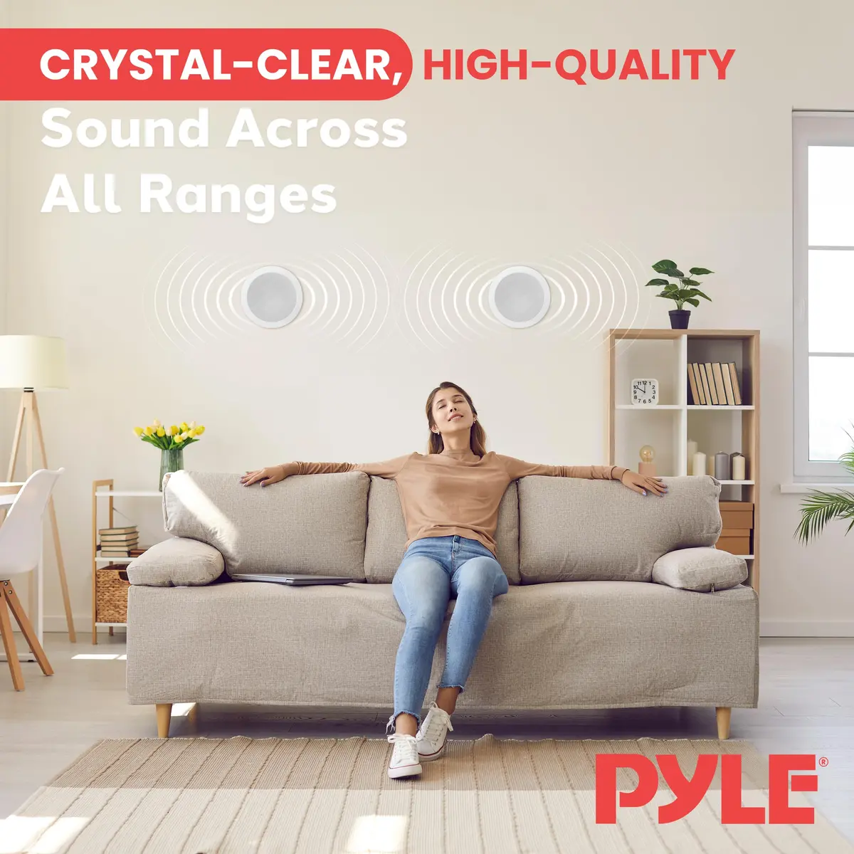 Pyle 5.25” 2-Way Ceiling Speaker, 200W Peak Power | Weatherproof HiFi Sound for Indoor & Outdoor - view 3