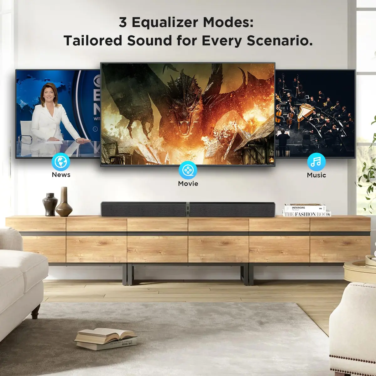 MZEIBO 2.1 Channel Soundbar 80W Detachable Bluetooth Home Theater Audio System 81.28 cm (32 inches) - view 6