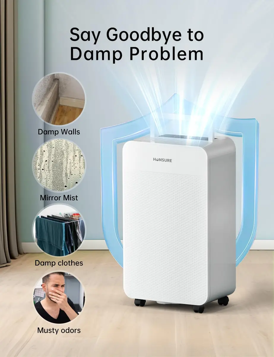 HUMSURE Dehumidifier 80 Pints | Basement & Large Space Moisture Control - view 5