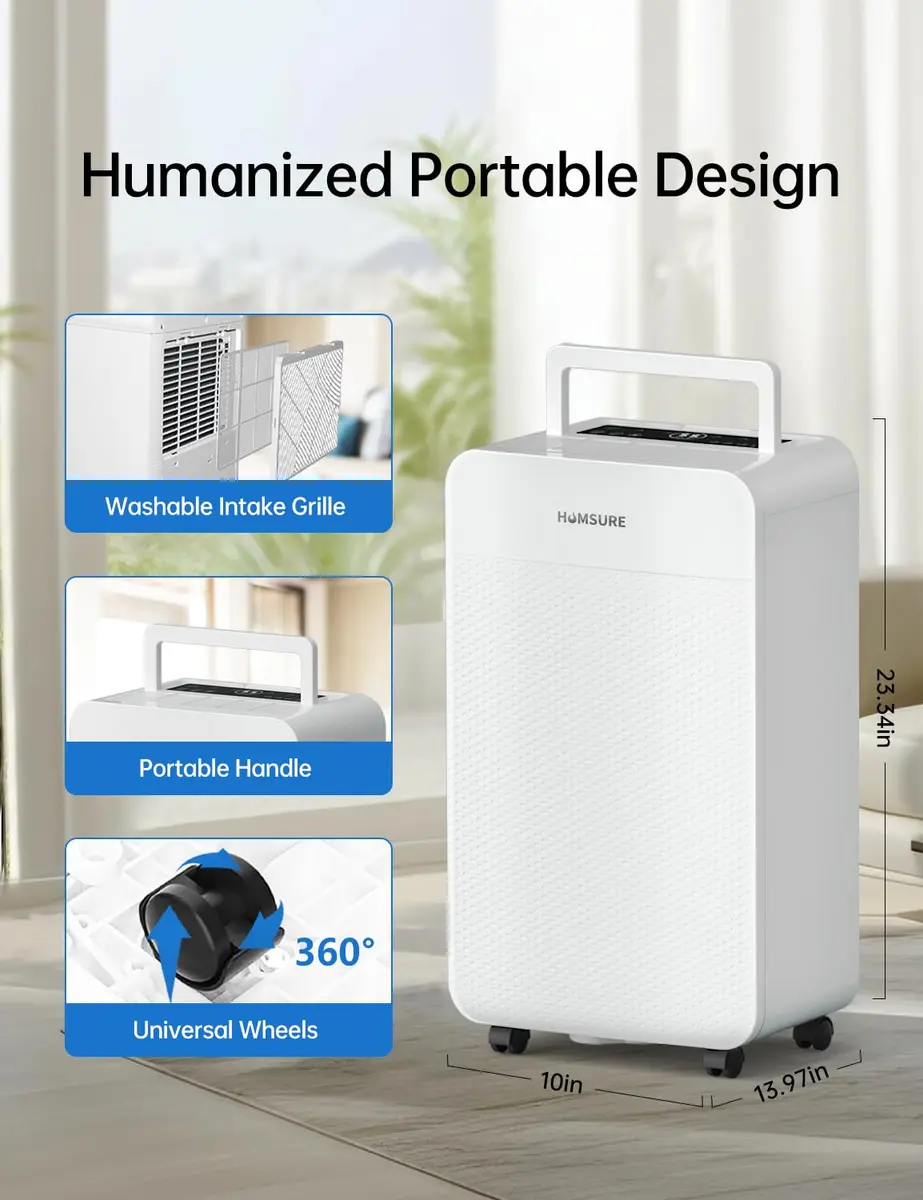 HUMSURE Dehumidifier 80 Pints | Basement & Large Space Moisture Control - view 2