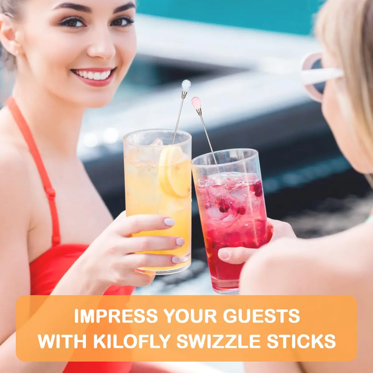 kilofly Rhinestone Party Stir Swizzle Stick Set of 8 | Elegant Bar Accessories for Drinks in India - view 6
