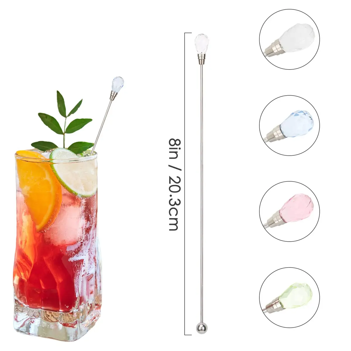 kilofly Rhinestone Party Stir Swizzle Stick Set of 8 | Elegant Bar Accessories for Drinks in India - view 2