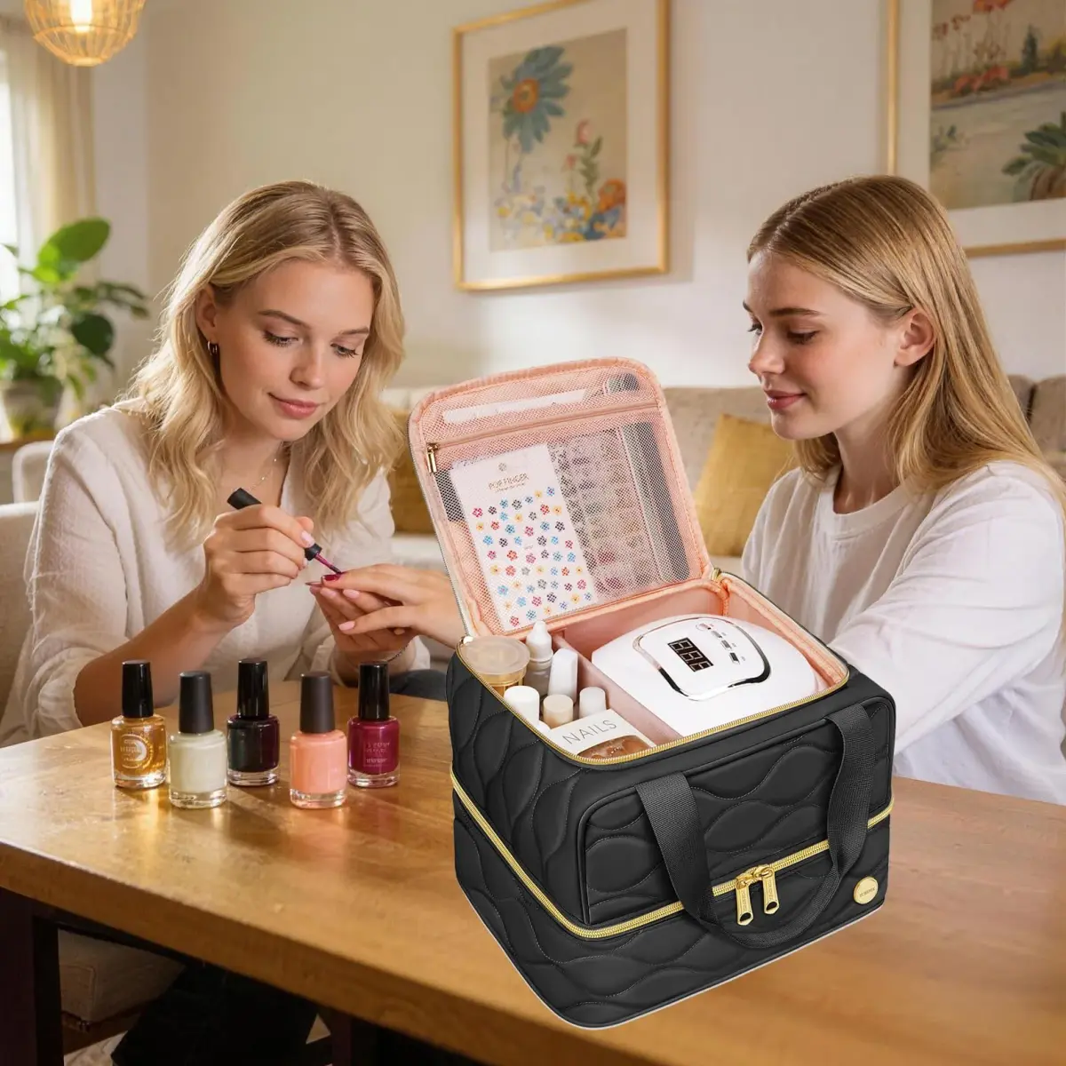 YOREPEK Nail Polish Bag Holds 42 Bottles (15ml/0.5 fl.oz) Black | Travel-Friendly Organizer with Foam Slots - view 6
