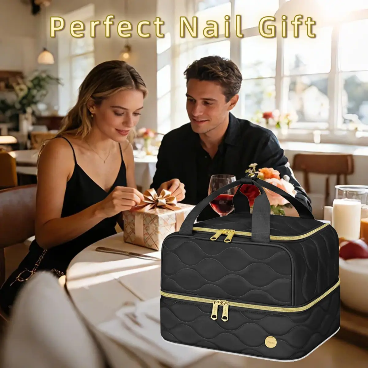YOREPEK Nail Polish Bag Holds 42 Bottles (15ml/0.5 fl.oz) Black | Travel-Friendly Organizer with Foam Slots - view 2