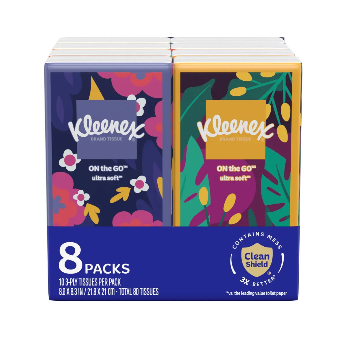 Kleenex On-The-Go Facial Tissues, 3-Ply, 960 Tissues (96 Packs of 10) | Ultra Soft & Absorbent for Travel - view 2
