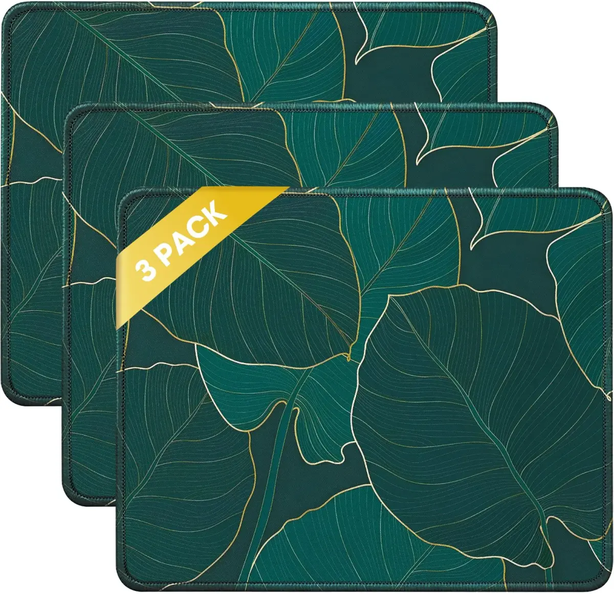 JIKIOU Leaf Mouse Pad 21cm x 26cm (10.2"x8.3") | Durable Natural Rubber Base with Stitched Edges - main product image
