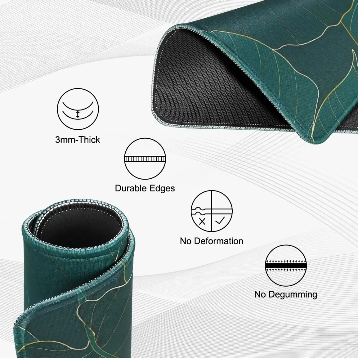 JIKIOU Leaf Mouse Pad 21cm x 26cm (10.2"x8.3") | Durable Natural Rubber Base with Stitched Edges - view 3
