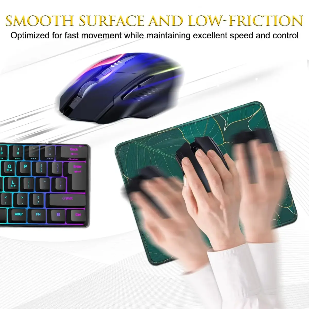JIKIOU Leaf Mouse Pad 21cm x 26cm (10.2"x8.3") | Durable Natural Rubber Base with Stitched Edges - view 4